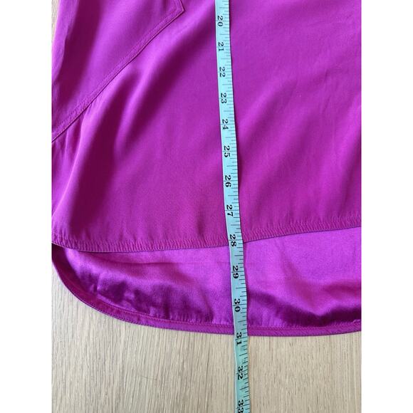 LAFAYETTE 148 Hot Pink Magenta 100% Silk Satin Collared Button-Up Top 16 2174 - Picture 4 of 7